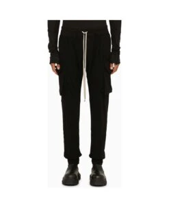 Black Cotton Cargo Trousers