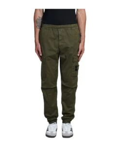 Stone Island Pants In Green Cotton