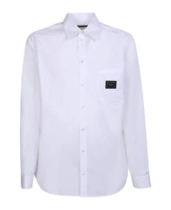 Dolce & Gabbana Chest Logo Patch White Shirt