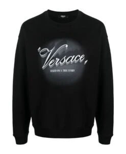 Versace Sweatshirt Brushed Sweatshirt Fabric + Film Titles Print