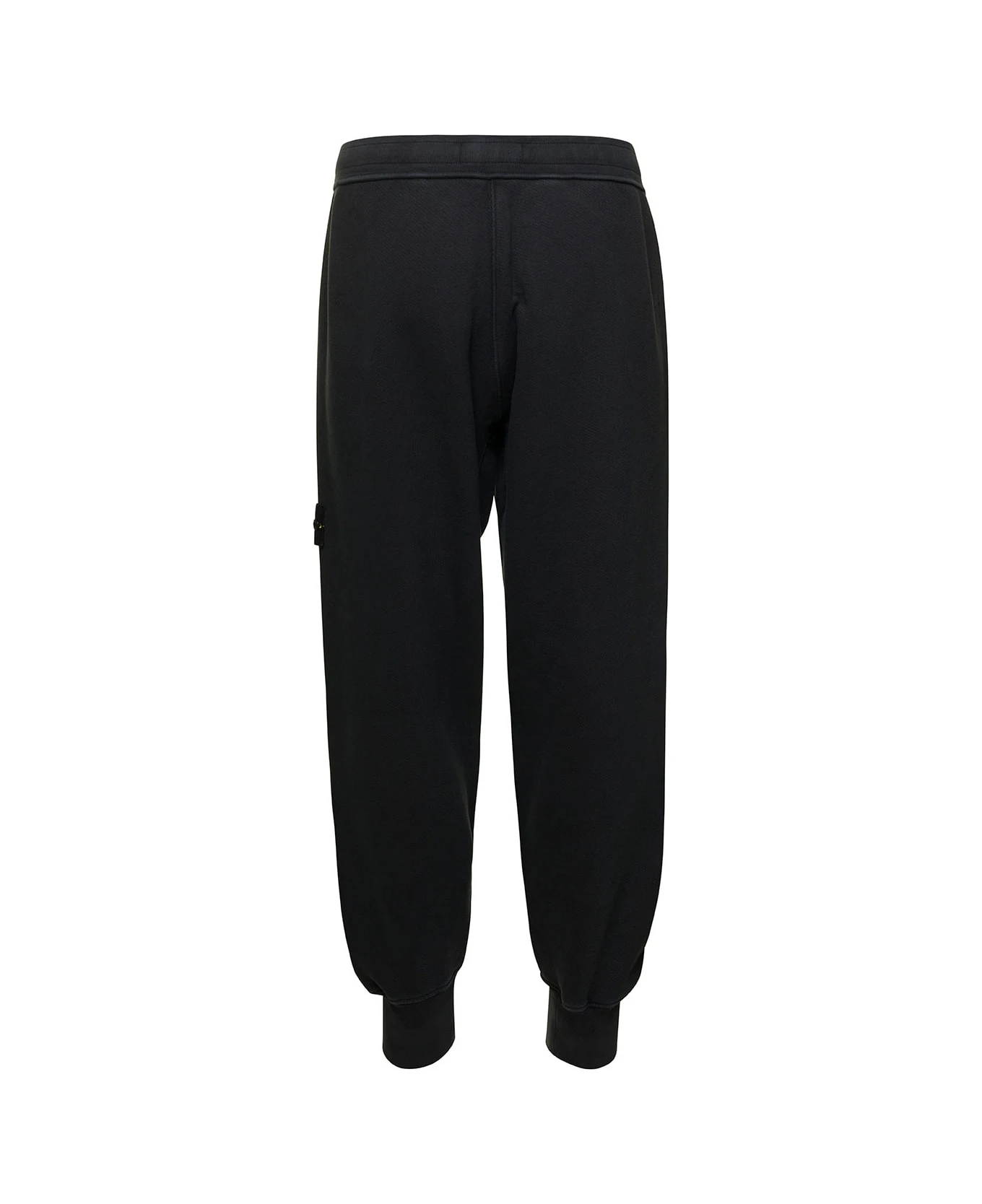 Stone Island Black Jogger Pants With Logo Patch In Cotton Man 2 Stone Island Black Jogger Pants With Logo Patch In Cotton Man - Image 2