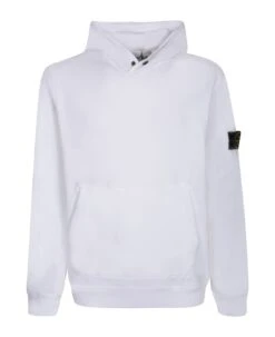 Stone Island White Logo Hoodie