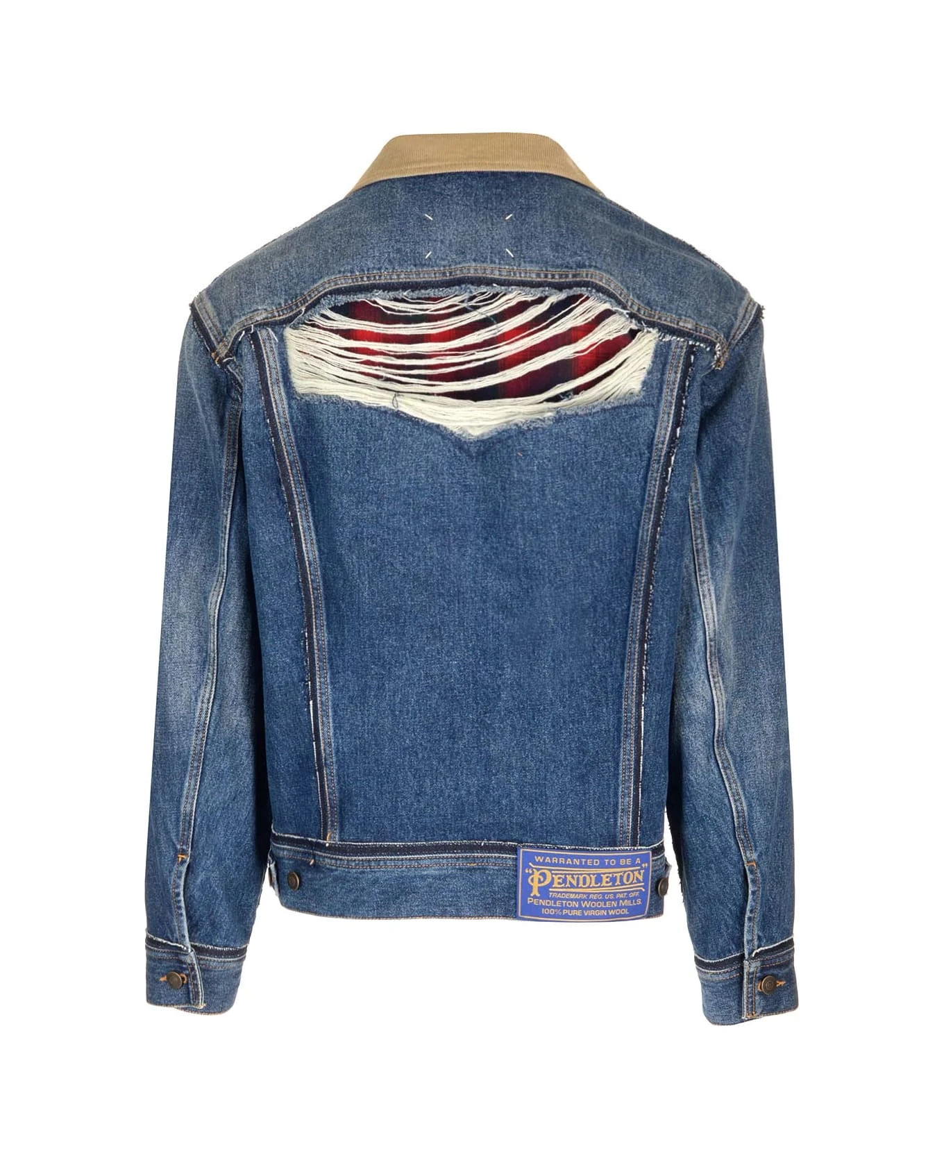 Maison Margiela Denim And Pendleton Fabric Jacket 2 Maison Margiela Denim And Pendleton Fabric Jacket - Image 2