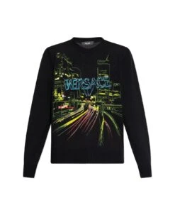 Versace City Lights Embroidered Crewneck Jumper