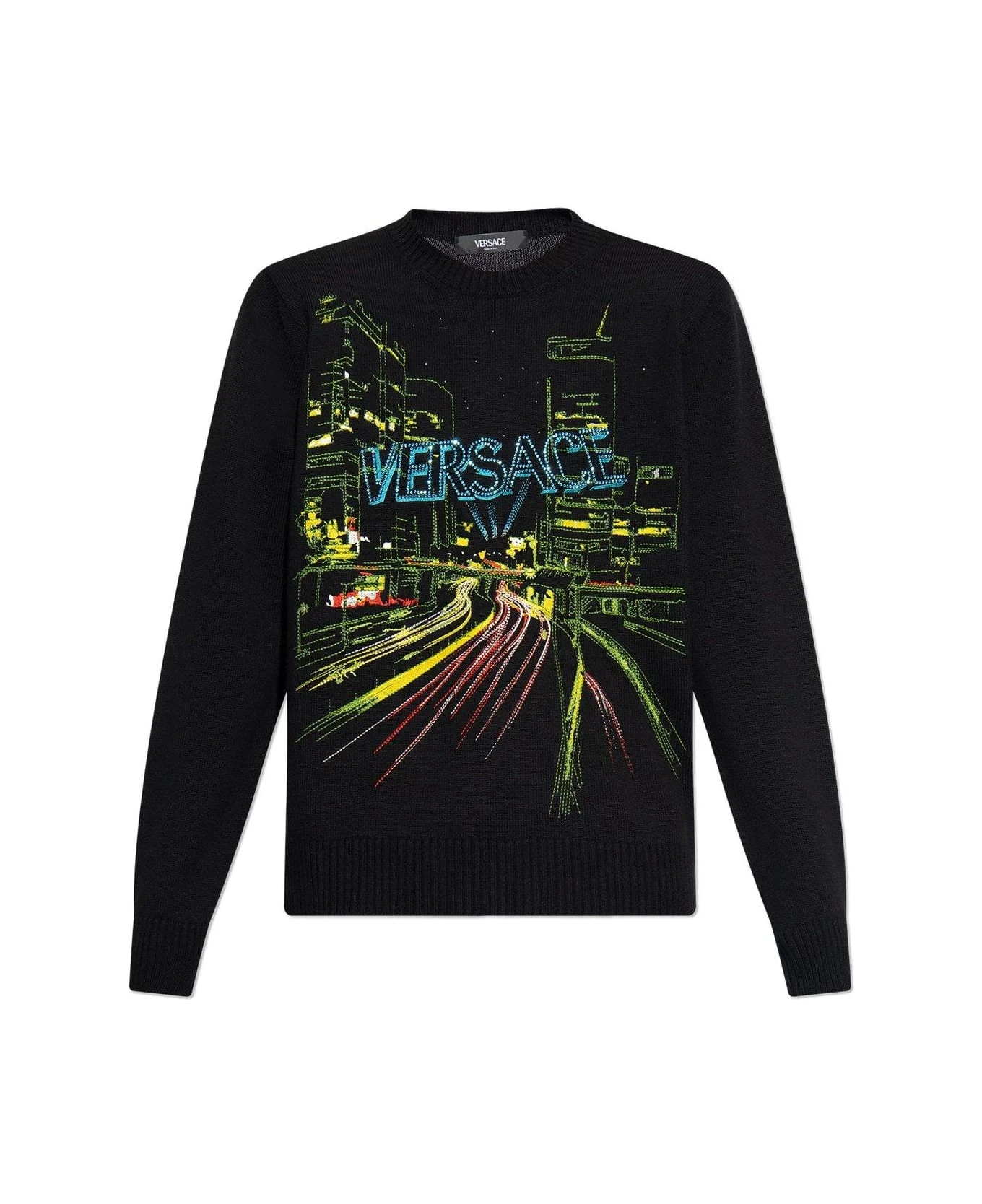 Versace City Lights Embroidered Crewneck Jumper