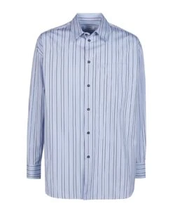 Off-White Logo Embroidery Poplin Stripe Shirt