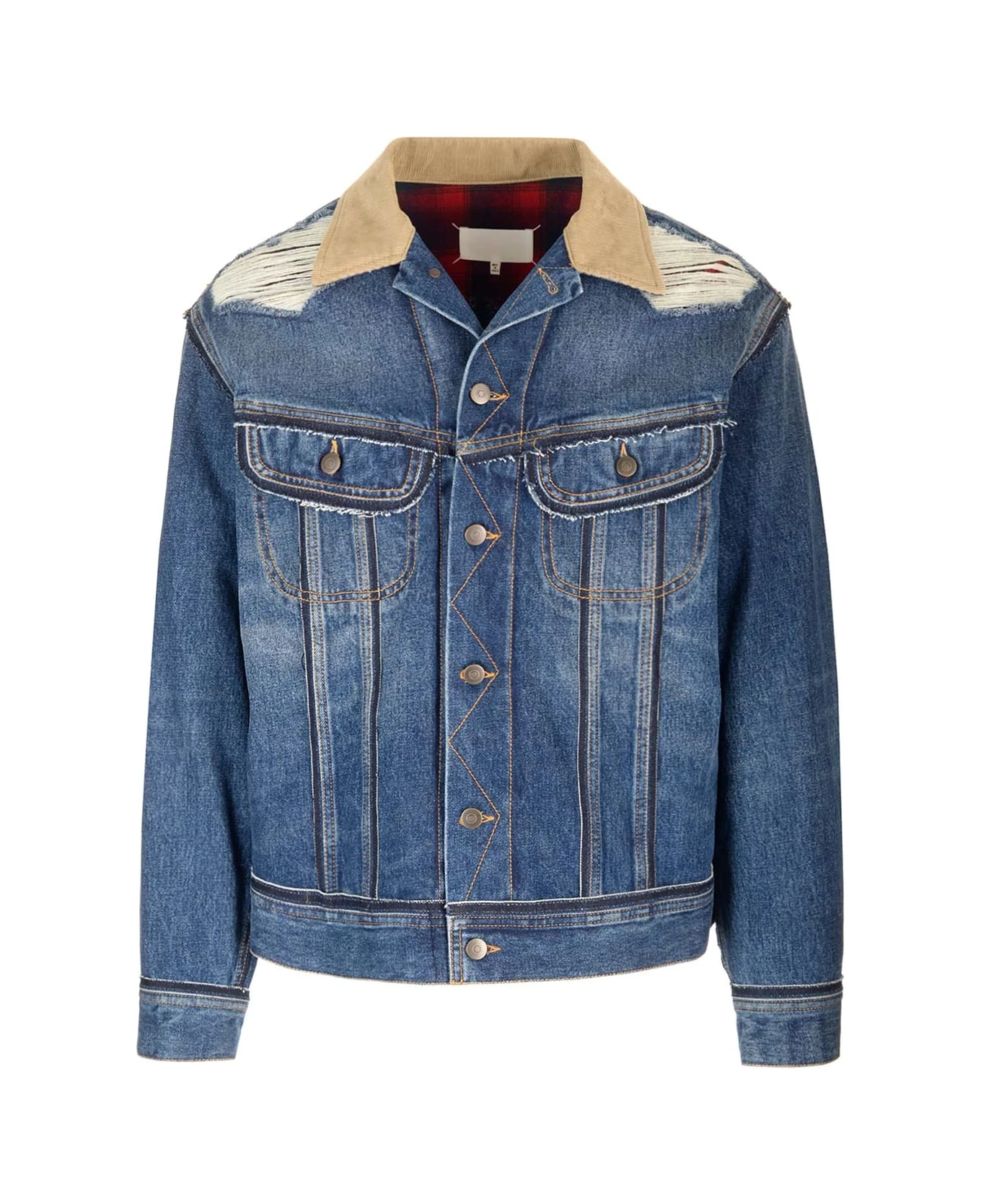 Maison Margiela Denim And Pendleton Fabric Jacket 1 Maison Margiela Denim And Pendleton Fabric Jacket
