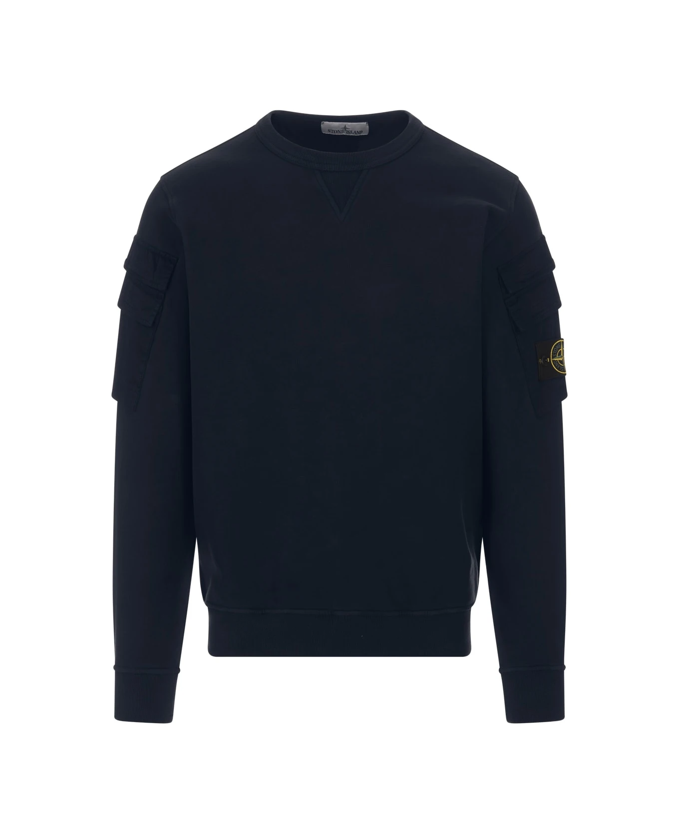 Stone Island Navy Blue Sweatshirt With Pockets 1 Stone Island Navy Blue Sweatshirt With Pockets