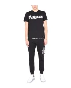 Alexander McQueen Jogging Pants With Graffiti Logo -Classic Men Wear Store 8aed1eea240449bc7fe621ec34e16d62