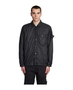 Stone Island Casual Jacket In Black Polyamide