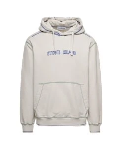 Stone Island Grey Hoodie With Contrasting Logo Embroidery In Cotton Man