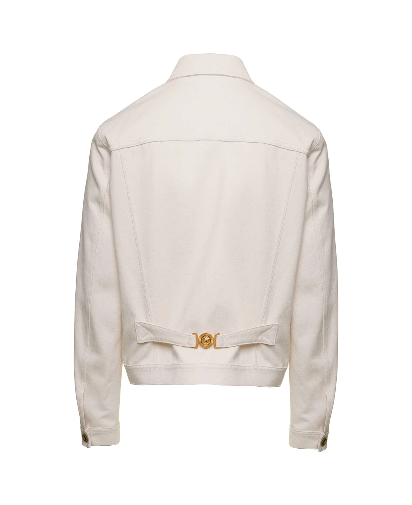 Versace Denim Jacket With Medusa Head Buttons In White Cotton Man 1 Versace Denim Jacket With Medusa Head Buttons In White Cotton Man