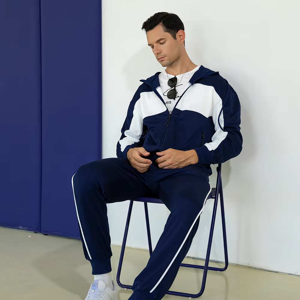 Classic Men Wear Store -Classic Men Wear Store YiXin EU Size Men Joggers Suits Set 2022 Patchwork Plus Size Loose Hooded Zip Mens Tracksuit Sets Jogger Set Men