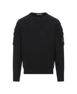 Stone Island Black Sweatshirt With Pockets