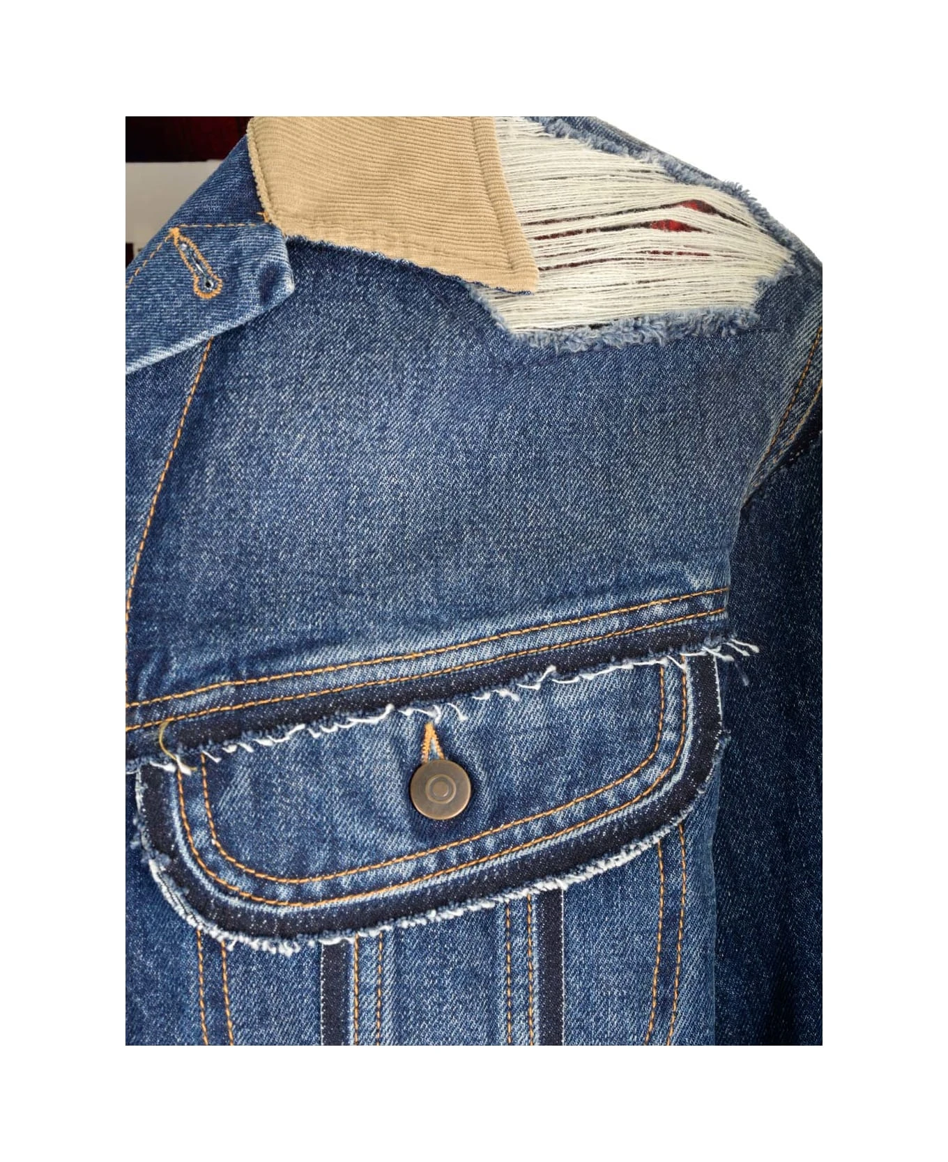 Maison Margiela Denim And Pendleton Fabric Jacket 3 Maison Margiela Denim And Pendleton Fabric Jacket - Image 3