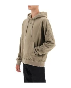 Off-White Hoodie With Topstitched Motifs -Classic Men Wear Store b33d466976925e62e3a61734fe1c3690