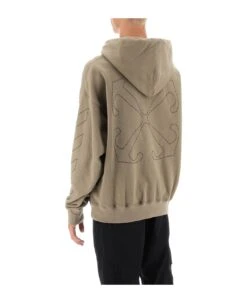 Off-White Hoodie With Topstitched Motifs -Classic Men Wear Store bbb8d286493237d13a186daf2f49a58f