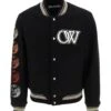 Off-White Moon Phase Embroidered Varsity Bomber