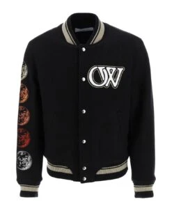 Off-White Moon Phase Embroidered Varsity Bomber