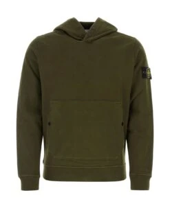 Stone Island Army Green Cotton Sweatshirt