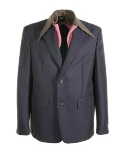 Prada Single-breasted Jacket In Blue Mohair Wool