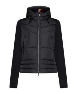 Knit And Padded Nylon Cardigan